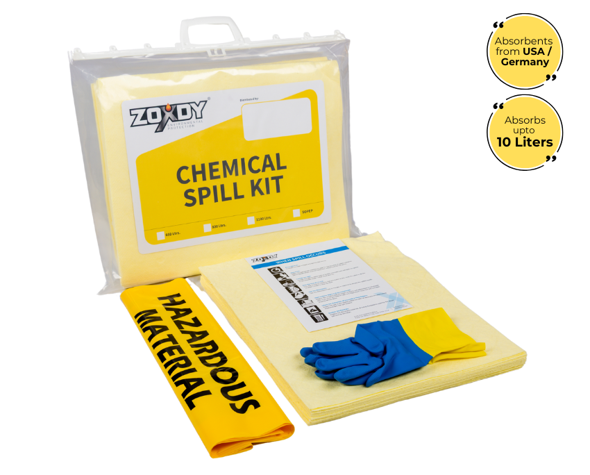 10 Liter Chemical Spill Kit in Transparent Carry Bag