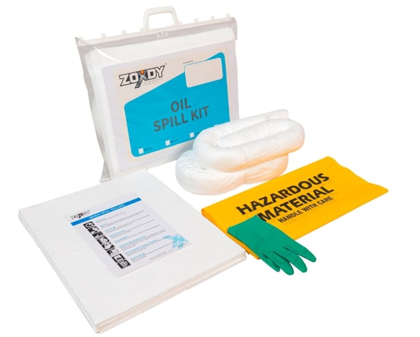 10 Liter Oil Spill Kit in Transparent Carry Bag