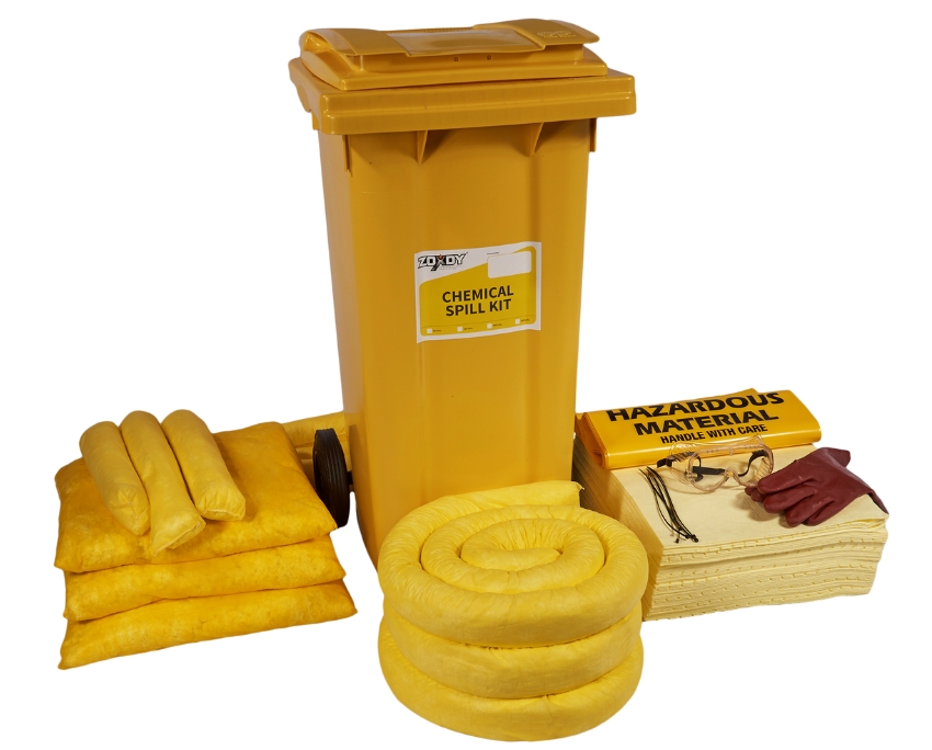 120 Liter Chemical Spill Kit in Wheelie Bin