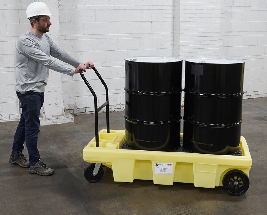 2 Drum Poly-Spillcart with Lockable Caster Wheels