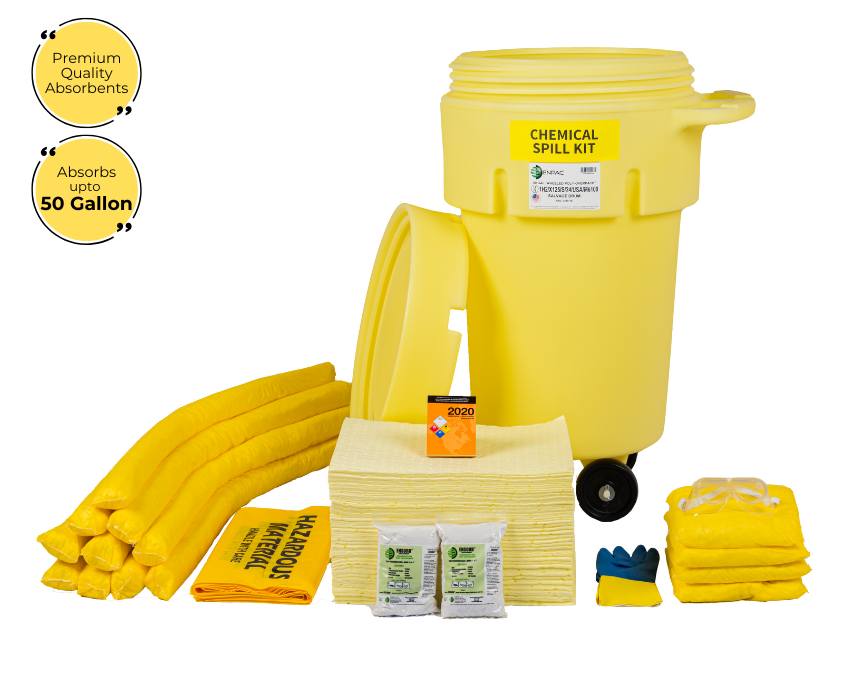 50 Gallon Chemical Spill Kit in Wheeled Salvage Drum