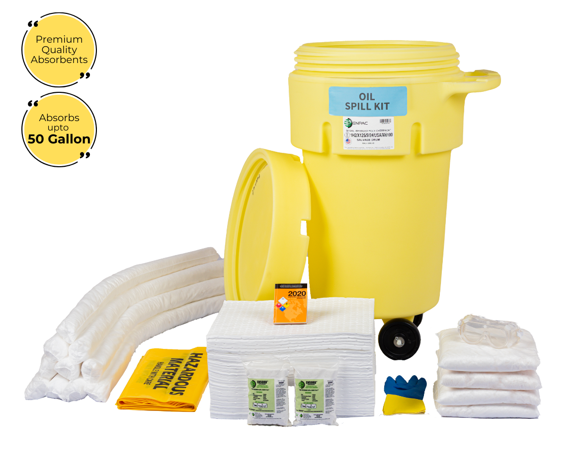 50 Gallon Oil Spill Kit in ENPAC Wheeled Salvage Drum