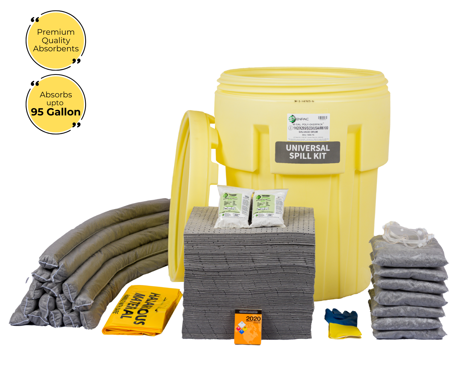 95 Gallon Universal Spill Kit in ENPAC Wheeled Salvage Drum