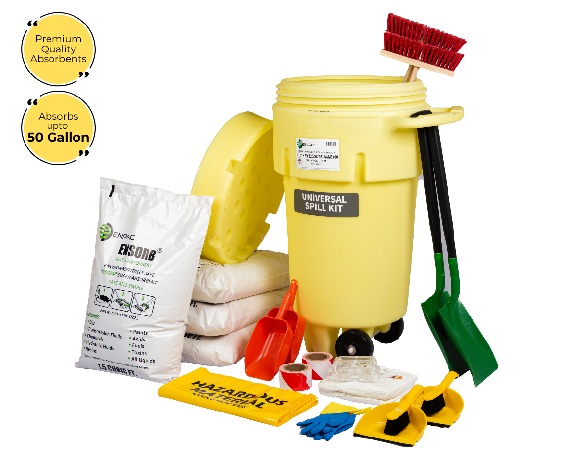 ENSORB Spill Kit in 50 Gallon Wheeled Salvage Drum