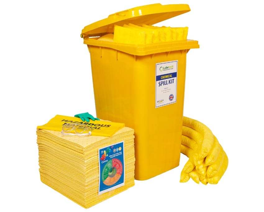 Lubetech Chemical Spill Kit in Wheelie Bin, 360 Liter