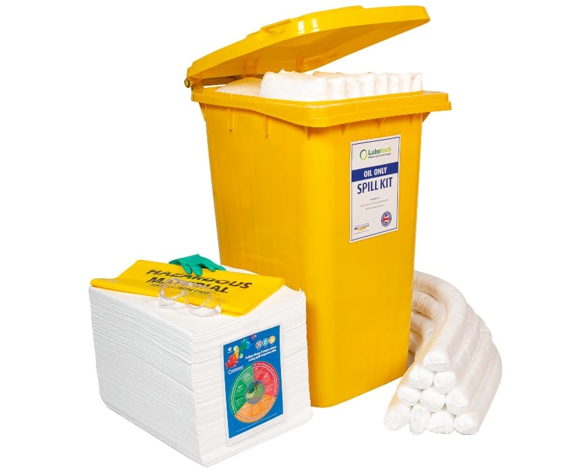 Lubetech Oil Spill Kit in Wheelie Bin, 240 Liter