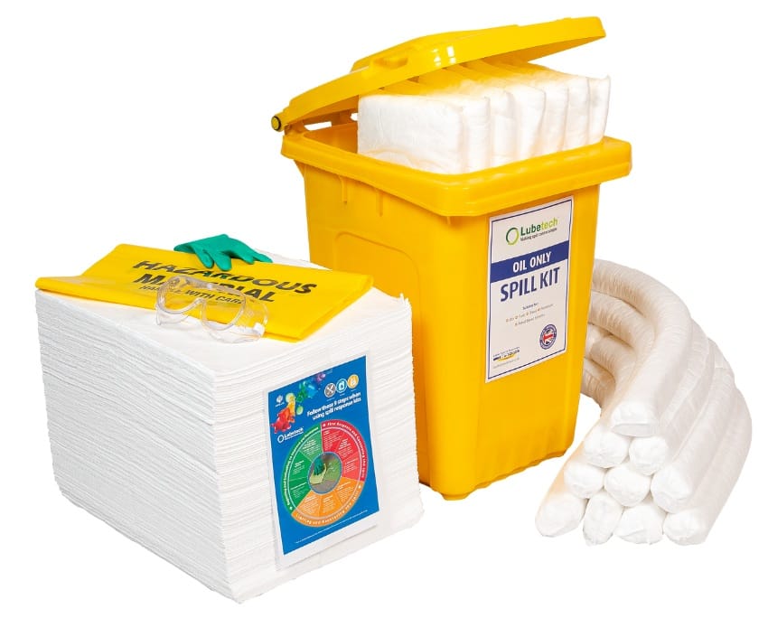 Lubetech Oil Spill Kit in Wheelie Bin, 80 Liter